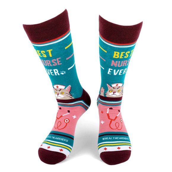 Health Care Heroes-Best Nurse- Novelty Socks S/M - Picture 1 of 9